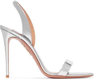 So Nude 105 Metallic Leather Slingback Sandals - Silver