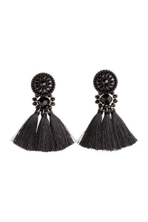 H&M H & M - Earrings with Tassels - Black - Women | Beaded tassel earrings