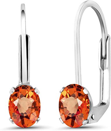 Gem Stone King 1.10 Ct Oval Orange Sapphire 925 Sterling Silver Earrings: Jewelry