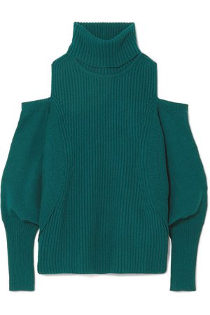 Antonio Berardi | Cold-shoulder ribbed wool and cashmere-blend turtleneck sweater | NET-A-PORTER.COM