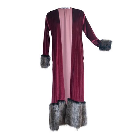 Burgundy Velvet Faux Fur Cuff Coat | Jennafer Grace | Wolf & Badger