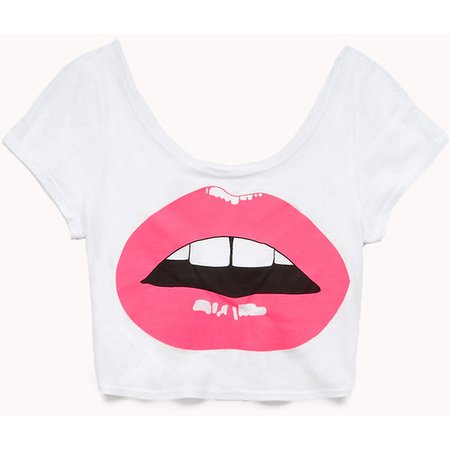 FOREVER 21 Lips Crop Top - Polyvore