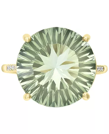 EFFY Collection EFFY® Green Quartz (9-1/2 ct. t.w.) & Diamond (1/20 ct. t.w.) Statement Ring in 14k Gold