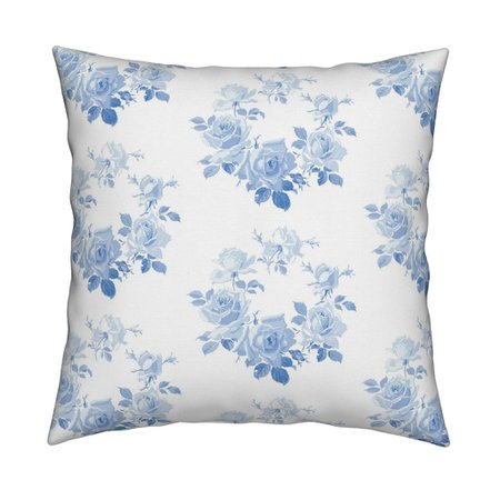 Blue Rose Pattern Pillow