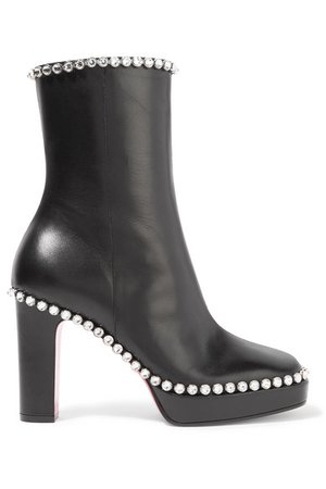 Gucci | Olympia crystal-embellished leather platform ankle boots | NET-A-PORTER.COM