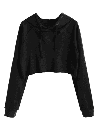 Raglan Sleeve Cut Out Cropped Hoodie BLACK: Sweatshirts S | ZAFUL