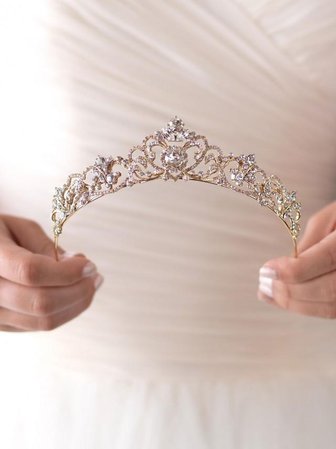 Gold Rhinestone Wedding Tiara, Royal Bridal Crown, Gold Princess Crown, Princess Tiara, Gold Bridal Tiara, Gold Tiara, Gold Crown ~TI-3157-G #2610050 | Weddbook