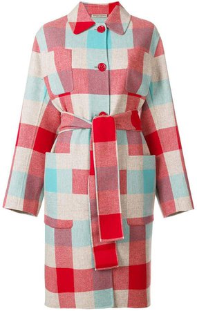 colour-block belted coat