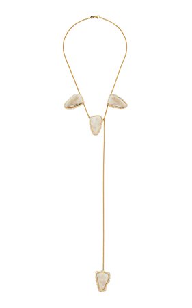 Light Opal And Diamond Lariat Necklace by Kimberly McDonald | Moda Operandi
