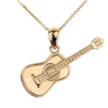 Gold Acoustic Guitar Pendant Necklace