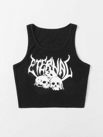 Skull & Letter Graphic Crop Tank Top | SHEIN USA