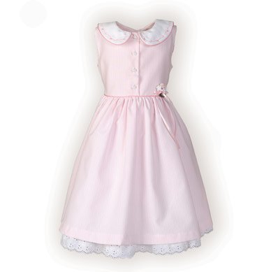 Little Girl's Easter Dress 4-6X Pink Bunny Stripes Sleeveless Easter Dress