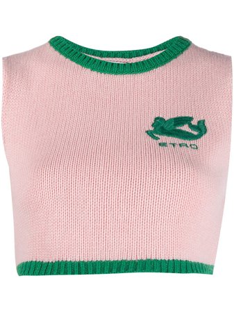 Shop pink Etro cropped knitted vest with Express Delivery - Farfetch