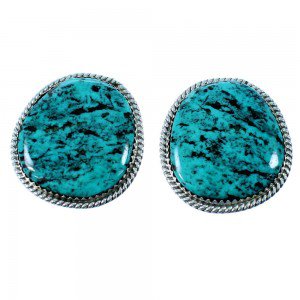 American Indian Turquoise And Sterling Silver Post Earrings RX106459