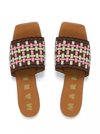 Marni Jacquard Leather Flat Sandals - Farfetch