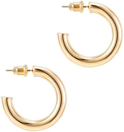 Amazon.com: PAVOI 14K Yellow Gold Colored Lightweight Chunky Open Hoops | 30mm Yellow Gold Hoop Earrings for Women