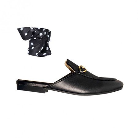 Black CATHA Basic Flat Scarf Slippers Slides | i The Label – ithelabel.com