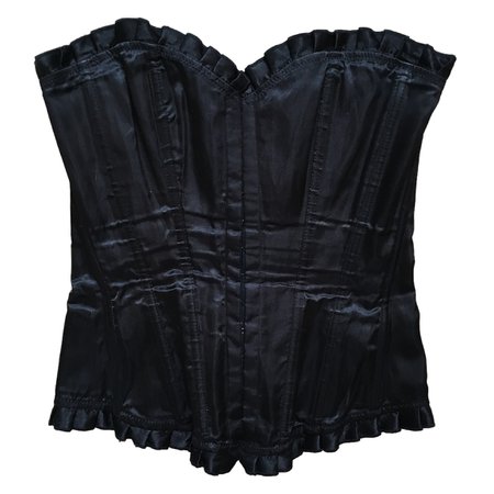 Early 2000’s black ruffle trim corset • Brand:... - Depop