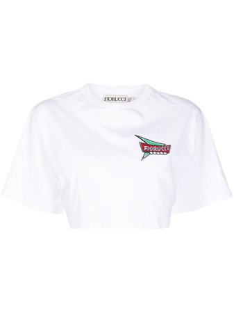 Fiorucci embroidered-logo Cropped T-shirt - Farfetch