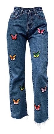 butterfly patch jeans