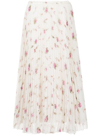 RED Valentino floral-print pleated skirt - FARFETCH