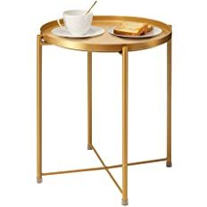 Amazon.com: danpinera End Table, Side Table Mental Waterproof Small Coffee Table Sofa Side Table with Round Removable Tray for Living Room Bedroom Balcony and Office (Gold) : Home & Kitchen