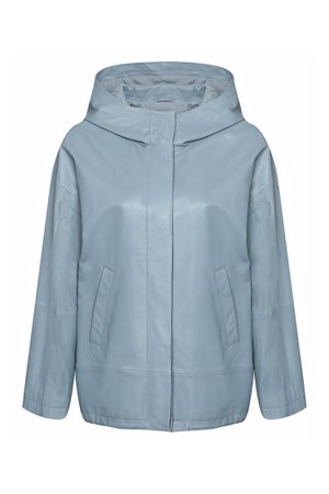 Голубая кожаная куртка Marina Rinaldi – купить в интернет-магазине в Москве