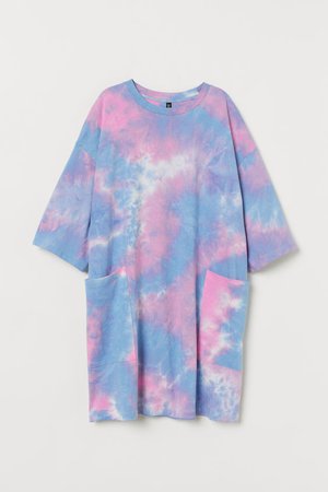 Batik-patterned T-shirt Dress - Pink/blue - Ladies | H&M US