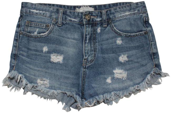 Free People Blue Rugged Ripped Denim Shorts Size 4 (S, 27) - Tradesy