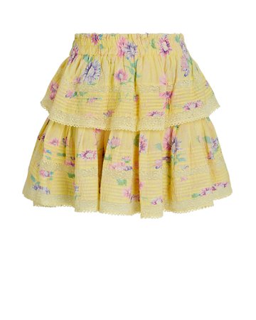 LoveShackFancy Ruffled Floral Voile Mini Skirt | INTERMIX®