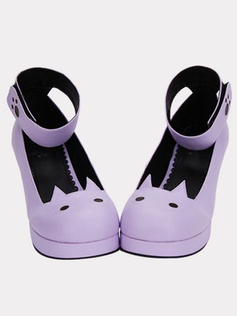 Kawaii Matte lavender Lolita kitten ankle strap heels on Storenvy