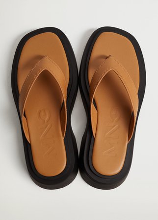 Platform leather sandals - Women | Mango USA