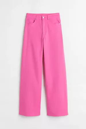Wide twill trousers - Pink - Ladies | H&M IE