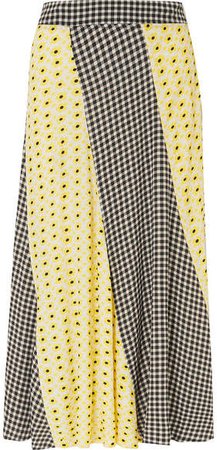 Printed Crepe De Chine Midi Skirt - Pastel yellow