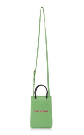 Shopping Logo-Print Leather Phone Holder By Balenciaga | Moda Operandi