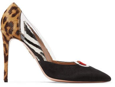 Fearless Pvc-trimmed Printed Calf Hair And Suede Pumps - Leopard print