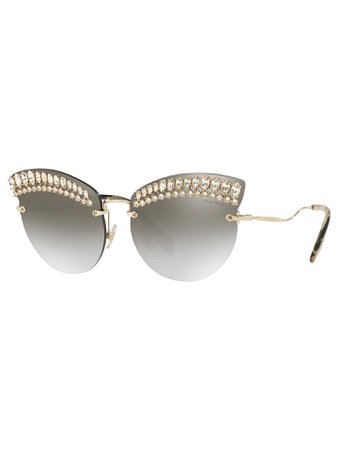 Miu Miu MU 58TS Women's Crystal Embellished Cat's Eye Sunglasses at John Lewis & Partners