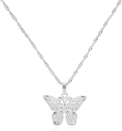 Amazon.com: Butterfly Pendant Necklace Women Choker 18k Gold Plated Chain Jewelry 16 Inch (Gold): Clothing
