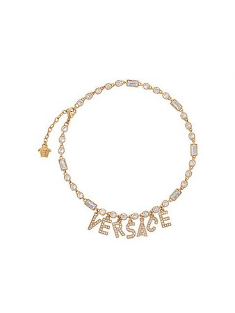 Versace Crystal Logo Pendant Necklace - Farfetch