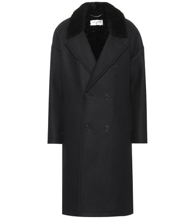 Fur-Trimmed Wool Coat - Saint Laurent | mytheresa