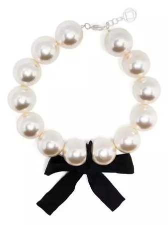Kimhekim oversize-pearl bow-detail Necklace - Farfetch