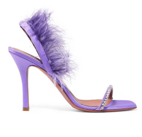 Amina Muaddi purple slingback satin sandals