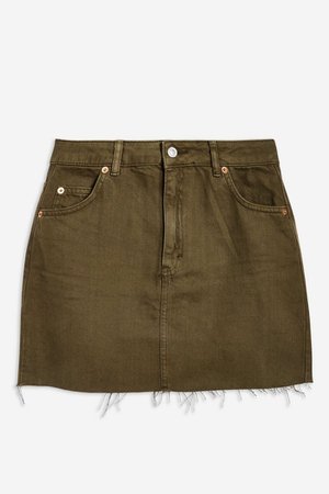 Khaki Denim Skirt | Topshop