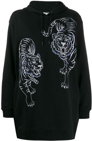 oversized tiger-print hoodie