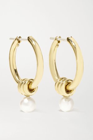 Gold Ara 18-karat gold pearl hoop earrings | Spinelli Kilcollin | NET-A-PORTER