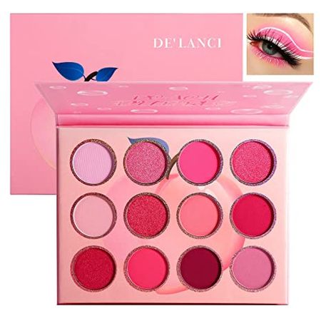 Amazon.com : DE'LANCI Pink Eyeshadow Palette,12 Colors Peach Matte & Shimmer High Pigmented Mini Makeup Eyeshadow Pallet,Warm Natural Blendable Long-Lasting Waterproof Small Pallets Eyeshadow : Beauty & Personal Care