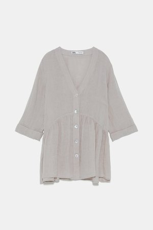 BUTTONED LINEN BLOUSE - NEW IN-WOMAN-NEW COLLECTION | ZARA United States cream