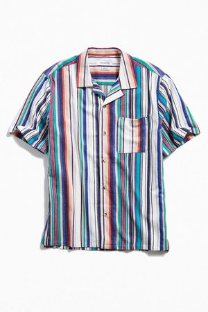 UO Colorful Stripe Short Sleeve Button-Down Shirt | Urban Outfitters