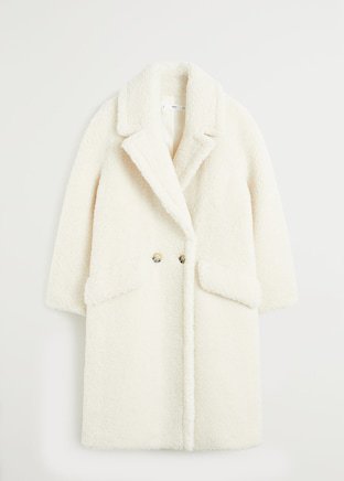 Faux shearling coat - Women | Mango USA white