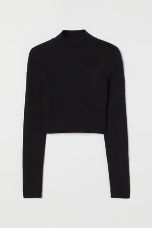 Knitted cropped top - Black - Ladies | H&M GB